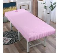 Morbuy Sábana Bajera Camillas de Masaje de Microfibra con Agujero, Sabanas Ajustable Elásticos Transpirable Lavable Funda para Camilla Masaje SPA Salón de Belleza (Rosa,80x190cm)