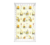 Morbuy Sábana Bajera Cuna Bebe, Ajustable Sabanas, Estilo de Dibujos Animados Ábana Capazo Transpirable Funda de Cuna Universal para Colchones Ovalados, Rectangulares (Excavador,160x80cm)