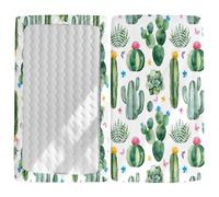 Morbuy Sábana Bajera Cuna Bebe Cactus Estampa Sabanas Minicuna, Ábana Capazo Transpirable Funda de Cuna Universal para Colchones Ovalados, Reloj de Arena y Rectangulares (Suculenta,90x55cm)