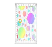 Morbuy Sábana Bajera Cuna Bebe, Círculos de Colores Sabanas Minicuna, Ábana Capazo Ajustable Transpirable Funda de Cuna Universal para Colchones Ovalados, Rectangulares (Vistoso B,95x65cm)