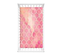 Morbuy Sábana Bajera Cuna Bebe Escamas Sabanas Minicuna, Capazo Ajustable Funda de Cuna Universal para Colchones Ovalados, Reloj de Arena y Rectangulares (Rosa rubor,80x40cm)
