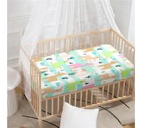 Morbuy Sábana Bajera Cuna Bebe, Estampado de Alpacas Sabanas Minicuna, Ábana Capazo Ajustable Transpirable Funda de Cuna Universal para Colchones Ovalados, Rectangulares (90x55cm,rayas)
