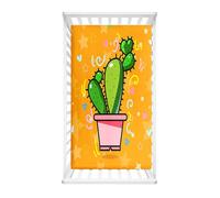 Morbuy Sábana Bajera Cuna Bebe, Estampado de Cactus, Sabanas Minicuna, Ábana Capazo Ajustable Transpirable Funda de Cuna Universal para Colchones Ovalados, Rectangulares (Naranja,95x65cm)