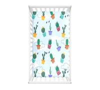 Morbuy Sábana Bajera Cuna Bebe, Estampado de Cactus Sabanas Minicuna, Ábana Capazo Ajustable Transpirable Funda de Cuna Universal para Colchones Ovalados, Rectangulares (lluvia,85x51cm)
