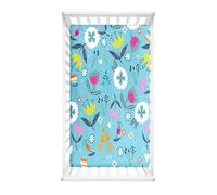 Morbuy Sábana Bajera Cuna Bebe Floral Sabanas Minicuna, Capazo Ajustable Funda de Cuna Universal para Colchones Ovalados, Reloj de Arena y Rectangulares (azul,160x80cm)