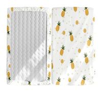 Morbuy Sábana Bajera Cuna Bebe Fruta Imprime Sabanas Minicuna, Ábana Capazo Transpirable Funda de Cuna Universal para Colchones Ovalados, Reloj de Arena y Rectangulares (Piña,90x40cm)