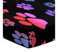 Morbuy Sábana Bajera Cuna Bebe, Huellas de Patas Multicolores Sabanas Minicuna, Ábana Capazo Ajustable Transpirable Funda de Cuna Universal para Colchones Ovalados, Rectangulares (Multicolor,90x55cm)