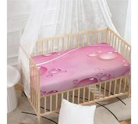 Morbuy Sábana Bajera Cuna Bebe,Impresión de Gota de Agua Sabanas Minicuna,Ábana Capazo Ajustable Transpirable Funda de Cuna Universal para Colchones Ovalados,Rectangulares (90x55cm,Rosa)