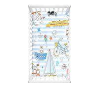 Morbuy Sábana Bajera Cuna Bebe, Impresión del Coche Sabanas Minicuna, Ábana Capazo Ajustable Transpirable Funda de Cuna Universal para Colchones Ovalados, Rectangulares (Barcos,75x30cm)