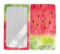 Morbuy Sábana Bajera Cuna Bebe, Impresión Sabanas Minicuna Ábana Capazo Ajustable Funda de Cuna Universal para Colchones Ovalados Reloj de Arena y Rectangulares (Sandía Verano,140x70cm)