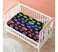 Morbuy Sábana Bajera Cuna Bebe, Imprime Sabanas Minicuna, Ábana Capazo Ajustable Funda de Cuna Universal para Colchones Ovalados Reloj de Arena y Rectangulares (120x60cm,Huellas de colores)
