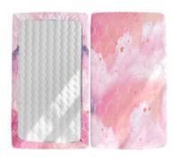 Morbuy Sábana Bajera Cuna Bebe Imprime Sabanas Minicuna, Ábana Capazo Transpirable Funda de Cuna Universal para Colchones Ovalados, Reloj de Arena y Rectangulares (Rosa,95x65cm)