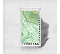 Morbuy Sábana Bajera Cuna Bebe, Mármol Colorido Sabanas Minicuna, Ábana Capazo Ajustable Transpirable Funda de Cuna Universal para Colchones Ovalados, Rectangulares (Verde,65x95cm)