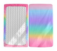 Morbuy Sábana Bajera Cuna Bebe Multicolor Sabanas Minicuna, Ábana Capazo Transpirable Funda de Cuna Universal para Colchones Ovalados, Reloj de Arena y Rectangulares (Azul Morado,80x40cm)