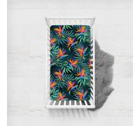 Morbuy Sábana Bajera Cuna Bebe, Plantas Nordicas Sabanas Minicuna, Ábana Capazo Ajustable Transpirable Funda de Cuna Universal para Colchones Ovalados, Rectangulares (Reina Strelitzia,45x90cm)