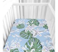 Morbuy Sábana Bajera Cuna Bebe, Plantas Tropicales 3D Sabanas Minicuna, Ábana Capazo Ajustable Funda de Cuna Universal para Colchones Ovalados Reloj de Arena y Rectangulares (Lirio,95x65cm)