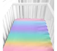 Morbuy Sábana Bajera Cuna Bebe, Sabanas Minicuna, Ábana Capazo Ajustable Funda de Cuna Universal para Colchones Ovalados Reloj de Arena y Rectangulares -Colores Degradados (Arco Iris,75x30cm)