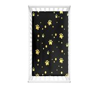 Morbuy Sábana Bajera Cuna Bebe, Serie de Huellas de Patas, Sabanas Minicuna, Ábana Capazo Ajustable Transpirable Funda de Cuna Universal para Colchones Ovalados, Rectangulares (Oro,90x40cm)
