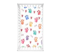 Morbuy Sábana Bajera Cuna Bebe, Serie de Huellas de Patas, Sabanas Minicuna, Ábana Capazo Ajustable Transpirable Funda de Cuna Universal para Colchones Ovalados, Rectangulares (Vistoso,75x30cm)