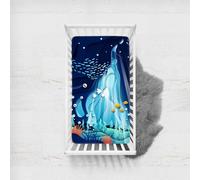 Morbuy Sábana Bajera Cuna Bebe, Suave Sabanas Minicuna, Mundo Submarino Ábana Capazo Ajustable Transpirable Funda de Cuna Universal para Colchones Ovalados,Rectangulares (Pez,140x70cm)