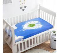 Morbuy Sábana Bajera Cuna Bebe Trébol Sabanas Minicuna, Capazo Ajustable Funda de Cuna Universal para Colchones Ovalados, Reloj de Arena y Rectangulares (azul,90x55cm)
