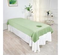 Morbuy Sábanas para Camillas de Masaje de Franela Suaves Cómodas, con Agujero para Cara, Sábana para Masaje en Salón de Belleza SPA, Lavable Reutilizables Funda de Camilla (Verde,120x230cm)