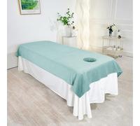 Morbuy Sábanas para Camillas de Masaje de Franela Suaves Cómodas, con Agujero para Cara, Sábana para Masaje en Salón de Belleza SPA, Lavable Reutilizables Funda de Camilla (Azul claro,90x200cm)