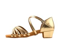 Morbuy Satén/PU Sintética Zapatos de Baile Latino para Niña, Cómodos Elegante Zapatos de Baile Latino Niña, Salsa y Bachata Tango Calzado Infantil, para Práctica de Rendimiento (Dorado,24)