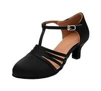 Morbuy Satín Zapatos de Baile Latino Mujer con 5.5 cm, Cómodos Zapatos Baile Latino Mujer, Tacones Salsa y Bachata Tango Calzado, para Práctica de Rendimiento 34-45EU (Negro,42)