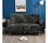 Morbuy-Shop Funda para Sofá de 1 2 3 4 plazas, Antideslizante Elastic Extensible Mármol Cubierta de Sofá Cubre Sofá Funda Sofa Couch Cover Protector (Mármol Negro,3 plazas)