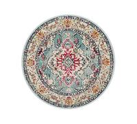 Morbuy Tapete Redondo Felpudos Alfombra, Estilo Étnico Nórdico Alfombras Piso Moqueta Poliéster Dormitorio Sala de Estar Juego Mats Pad para Habitación Decorativo (Azul Jaspeado,120cm)