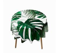 Morbuy Verde Plantas Tropicales Manteles Redondos Antimanchas, Impermeables Lavable Mantel para Mesa Redonda de Decoración Hogar Cocina Comedor Fiesta Cumpleaños Jardín (Hoja Verde,120cm)