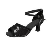 Morbuy Zapatos Baile Latino Mujer, Zapatos Baile Latino para Niña Zapatillas Punta Abierta Diseño Lentejuela 34-41 EU para Profesional Rendimiento Práctica Salsa Bachata (Color Plateado 5 cm,40)