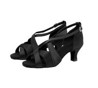 Morbuy Zapatos de Baile Latino Mujer, Altura del Tacón 5,5/7,5 cm Zapatos Baile Latino Mujer Comodidad,Tacones Salsa y Bachata Tango Calzado,para Práctica de Rendimiento (Negro (5,5 cm),39)