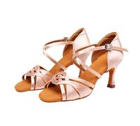 Morbuy Zapatos de Baile Latino Mujer, Cómodos Elegante Zapatos Baile Latino Mujer con 5.5/7.5/8.5 cm, Tacones Salsa y Bachata Tango Calzado, para Práctica de Rendimiento (Rosa-7,5 cm,41)
