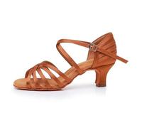 Morbuy Zapatos de Baile Latino Mujer, Cómodos Elegante Zapatos Baile Latino Mujer, Tacones Salsa y Bachata Tango Calzado, para Práctica de Rendimiento con 5 cm (Marrón,41)