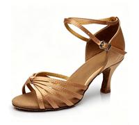 Morbuy Zapatos de Baile Latino Mujer, Cómodos Elegante Zapatos Baile Latino Mujer, Tacones Salsa y Bachata Tango Calzado, para Práctica de Rendimiento con 5 cm (Marrón,36)