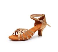 Morbuy Zapatos de Baile Latino Mujer, Cómodos Elegante Zapatos Baile Latino Mujer, Tacones Salsa y Bachata Tango Calzado, para Práctica de Rendimiento con 5 cm (Beige,41)
