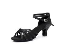 Morbuy Zapatos de Baile Latino Mujer, Cómodos Elegante Zapatos Baile Latino Mujer, Tacones Salsa y Bachata Tango Calzado, para Práctica de Rendimiento con 5 cm (Negro,41)