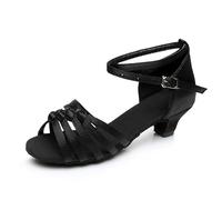 Morbuy Zapatos de Baile Latino Mujer, Cómodos Elegante Zapatos Baile Latino Mujer, Tacones Salsa y Bachata Tango Calzado, para Práctica de Rendimiento con 4 CM (Negro 2,35)