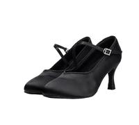 Morbuy Zapatos de Baile Latino Mujer con 5.5/7.5 cm, Cómodos Punta Cerrada Zapatos Baile Latino Mujer, Tacones Salsa y Bachata Tango Calzado, para Práctica de Rendimiento 34-41EU (Negro 7,5 cm,34)