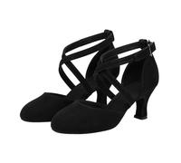 Morbuy Zapatos de Baile Latino Mujer con 5.5 cm, Cómodos Diseño Oscuro Zapatos Baile Latino Mujer, Tacones Salsa y Bachata Tango Calzado, para Práctica de Rendimiento 35-45EU (Negro,45)