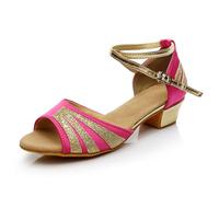 Morbuy Zapatos de Baile Latino Mujer, Zapatos de Salsa y Bachata con Tacón de 3.5cm, para Práctica de Rendimiento, Tacones Salsa, Danza y Bachata Tango Calzado (0023 Rojo Rosa,39)