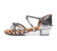 Morbuy Zapatos de Baile Latino para Niña, Cómodos Elegante Zapatos de Baile Latino Niña, Salsa y Bachata Tango Calzado Infantil con Tacón Bajo, para Práctica de Rendimiento (Plata,27)