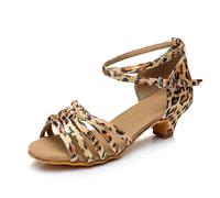 Morbuy Zapatos de Baile Latino para Niña, Cómodos Elegante Zapatos de Baile Latino Niña, Salsa y Bachata Tango Calzado Infantil con Tacón Bajo, para Práctica de Rendimiento (Textura De Leopardo,28)