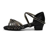 Morbuy Zapatos de Baile Latino para Niña, Cómodos Elegante Zapatos de Baile Latino Niña, Salsa y Bachata Tango Calzado Infantil con Tacón Bajo, para Práctica de Rendimiento (Negro Amarillo,24)