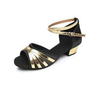 Morbuy Zapatos de Baile Latino para Niña, Cómodos Elegante Zapatos de Baile Latino Niña, Salsa y Bachata Tango Calzado Infantil con Tacón Bajo,Altura del Tacón de 3cm (Negro,34)