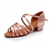 Morbuy Zapatos de Baile Latino para Niña, Cómodos Elegante Zapatos de Baile Latino Niña, Salsa y Bachata Tango Calzado Infantil con Tacón Bajo, para Práctica de Rendimiento (Rosa,28)
