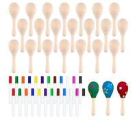 Morcheiong 24 mini maracas de madera para niños con 24 bolígrafos multicolor, recuerdos de maracas mexicanas de fiesta, suministros de fiesta del Cinco de Mayo