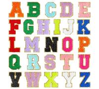 Morcheiong 26 parches autoadhesivos de letras de felpilla A-Z, letras de felpilla para ropa, tela, zapatos, bolsas (multicolor)